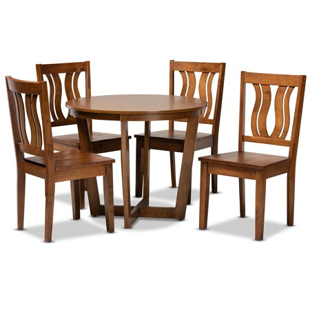 Baxton Studio Elodia Modern and Contemporary Transitional Walnut Brown Finished Wood 5-Piece Dining Set 177-11379-10897-Zoro